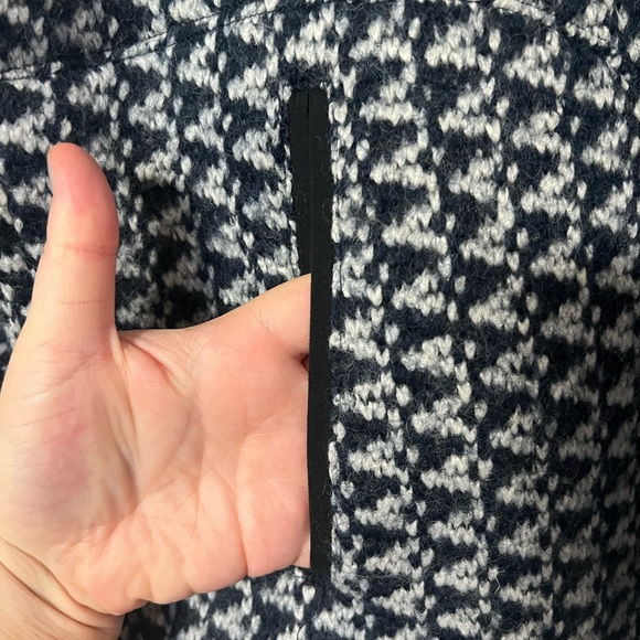 Harmonica Madewell wool pullover large EUC diamond print blue boxy pockets - Picture 9 of 11